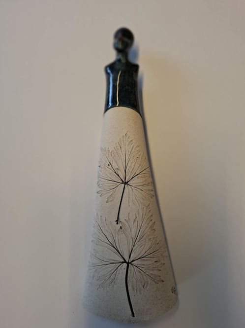 Hovedbilde To blad i mangan/blått, veggskulptur Nr.187